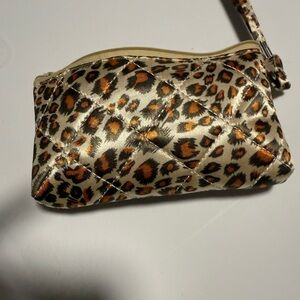 Leopard Print Quilted Wristlet